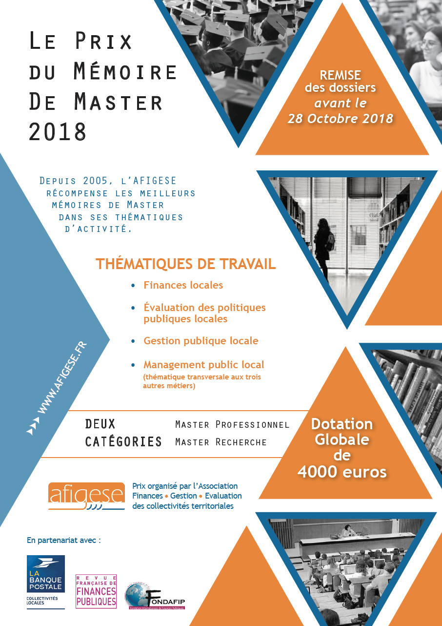 Prix Du Memoire De Master Finances Des Collectivites Territoriales Et Des Groupements